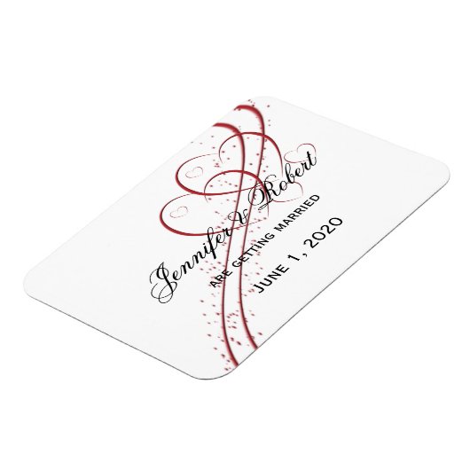 Zwei Herzen als eins Save the Date Magnet (Linke Seite)