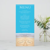 Zwei Herzen auf der Beach Wedding-Karte Menükarte (Stehend Vorderseite)