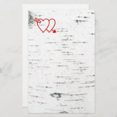 Zwei Herzen auf einer Birkenrinde Briefpapier (Vorne/Hinten)