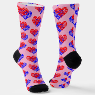 Zwei Herzen blau und rot Socken