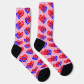 Zwei Herzen blau und rot Socken (Rechts)