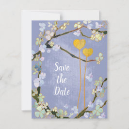 Zwei Herzen Blue Boho Hochzeit speichern das Datum Save The Date