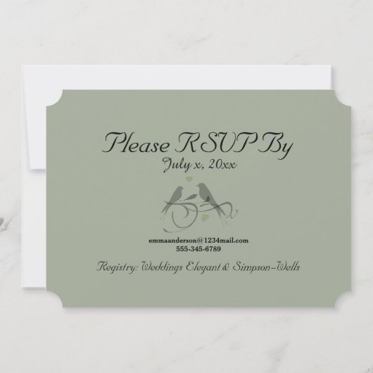 Zwei Herzen - Brautdusche Einladung (Rückseite)