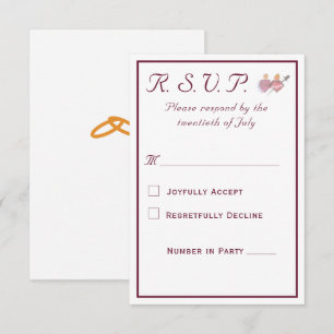 Zwei Herzen Burgunder Katholische Hochzeit  RSVP Karte