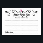 Zwei Herzen Date Jar Ideen Hochzeiten Karten<br><div class="desc">Diese stilvollen Dattelkarten sind die perfekte Ergänzung zu Ihrem Hochzeitsempfang oder Brautparty. Das Design zeichnet sich durch einen Wirblen schwarzen Rahmen mit einem lila Pflaumenherz aus. Der Text im Text ist "Date Jar" in einem lustigen, schwarzen Skript-Schriftart und "share your best date idea" in einem einfachen schwarzen Schriftart. Die Karte...</div>