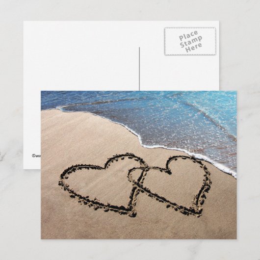 Zwei Herzen der Sand Beach Postkarte (Vorne/Hinten)
