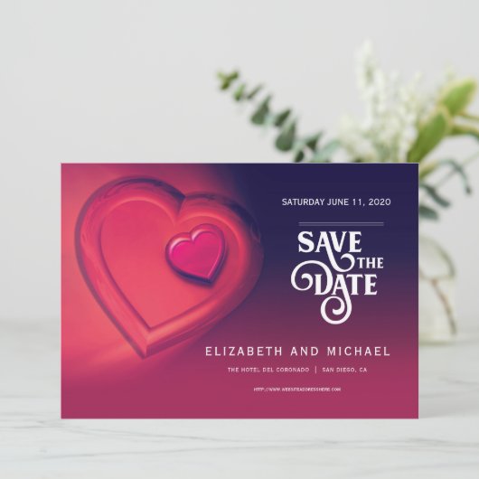 Zwei Herzen, die als eine schlagen (Version 1) Save The Date (Stehend Vorderseite)