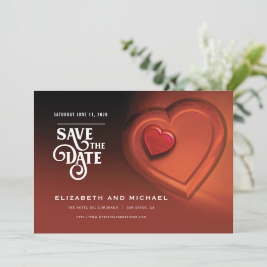 Zwei Herzen, die als eine schlagen (Version 3) Save The Date (Stehend Vorderseite)