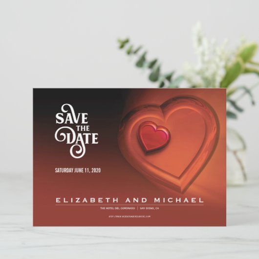 Zwei Herzen, die als eine schlagen (Version 4) Save The Date (Stehend Vorderseite)
