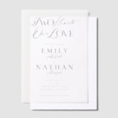 Zwei Herzen ein Herz Minimal moderne Skripthochzei Pergament Einladungen (Versetzt)