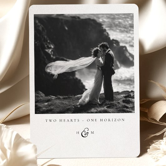 "ZWEI HERZEN - EIN HORIZON" Foto Dankeschön Karte