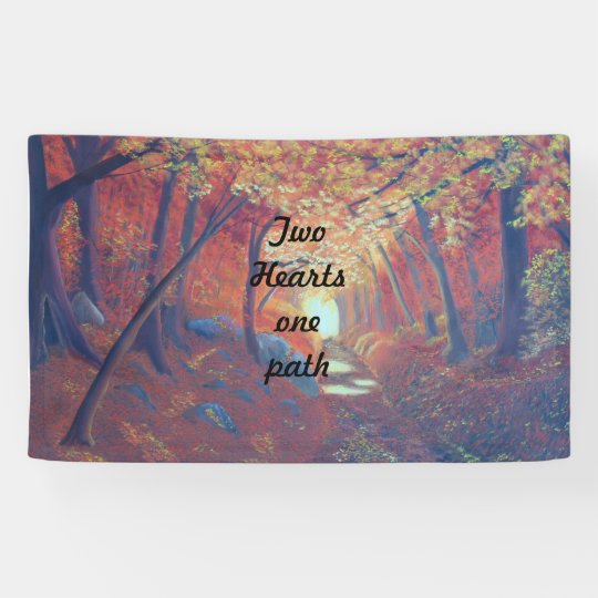 Zwei Herzen Ein Pfad Herbst Hochzeitsbanner Banner Zazzle De