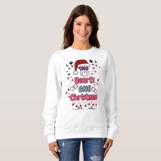 Zwei Herzen ein Weihnachten Sweatshirt (Vorne ganz)