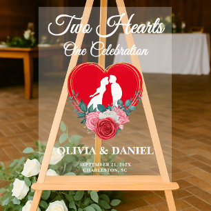 Zwei Herzen, eine Feier Hochzeit Willkommen Acrylschild