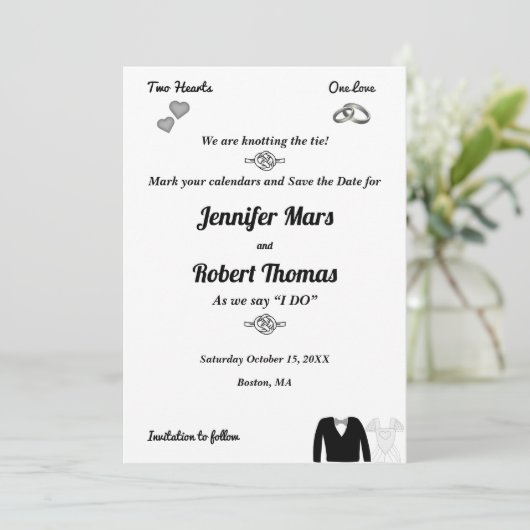 Zwei Herzen, eine Liebe, die Krawatte Save the Dat Save The Date (Stehend Vorderseite)