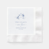 Zwei Herzen · Eine Liebe Dusty Blue Hochzeit Serviette (Vorderseite)