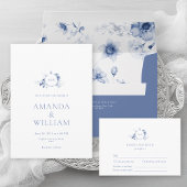 Zwei Herzen · Eine Liebe Dusty Blue Hochzeit Serviette