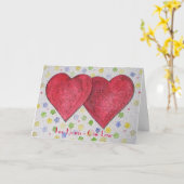 Zwei Herzen eine Liebe-Gruß-Karte Karte (Gelbe Blume)