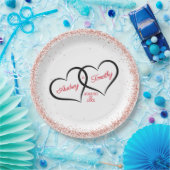 Zwei Herzen eine Liebe Hochzeit Personalisiert Pappteller (Party)