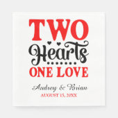 Zwei Herzen eine Liebe Hochzeitscocktail Napkins Serviette (Vorderseite)