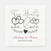 Zwei Herzen eine Liebe Hochzeitscocktail Napkins Serviette (Vorderseite)