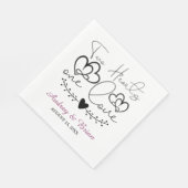 Zwei Herzen eine Liebe Hochzeitscocktail Napkins Serviette (Ecke)