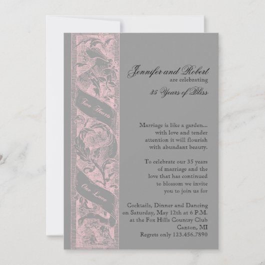 Zwei Herzen eine Liebe Hochzeitsfeier Einladung (Vorderseite)