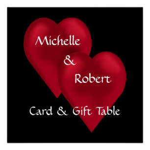 Zwei Herzen eine Liebe Hochzeitsgeschenk Tisch Pos Poster