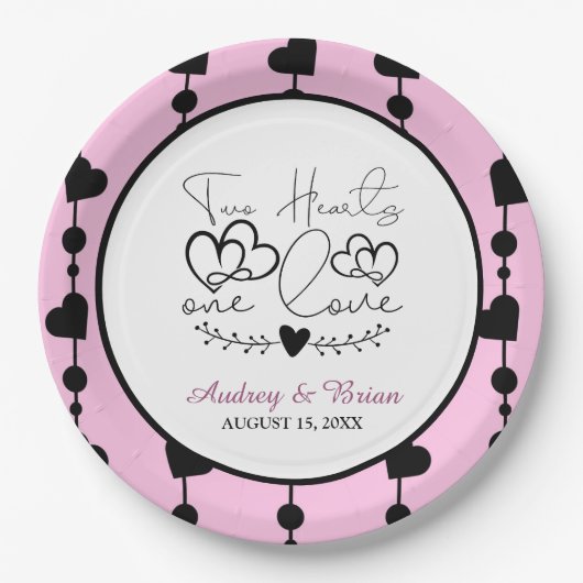 Zwei Herzen eine Liebe Pappteller (Vorderseite)