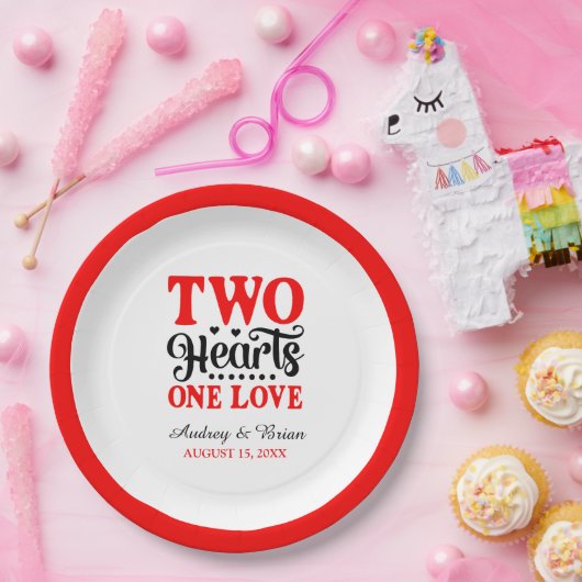 Zwei Herzen eine Liebe Pappteller (Party)