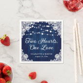 Zwei Herzen eine Liebe rustikale Wood Navy Blue Ho Serviette (Beispiel)