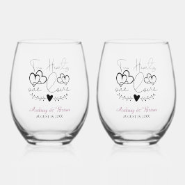 Zwei Herzen eine Liebe zum Hochzeitsfest Weinglas Ohne Stiel