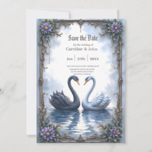 Zwei Herzen, eine Reflexion – Romantische Schwan-H Save The Date