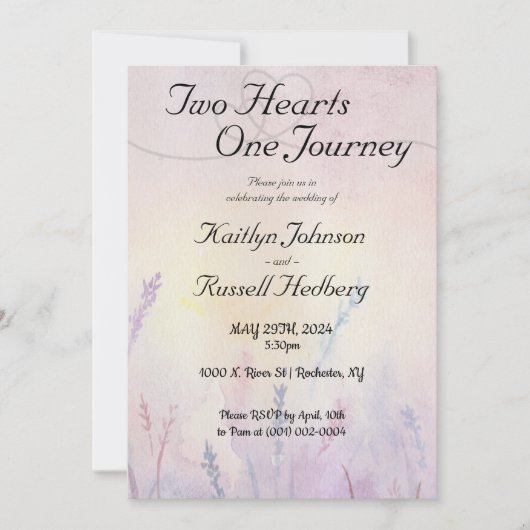 Zwei Herzen eine Reise einfache Hochzeit Einladung (Vorderseite)