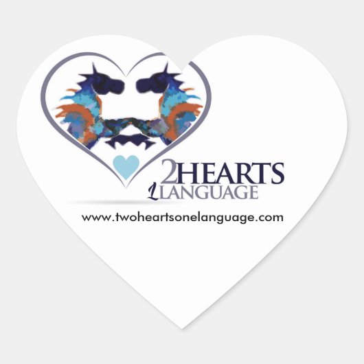 Zwei Herzen eine Sprache Herz-Aufkleber (Vorderseite)