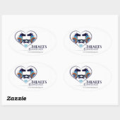 Zwei Herzen eine Sprache Ovaler Aufkleber (Blatt)