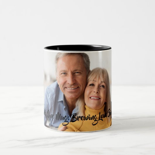 Zwei Herzen eine Tasse Valentins Foto Kaffee Tasse (Mittel)