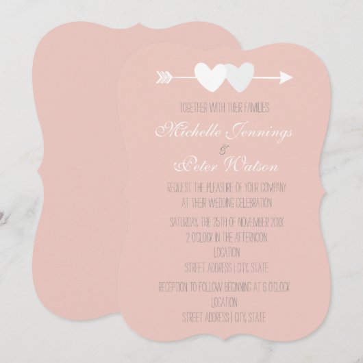 Zwei Herzen Einladung (Vorne/Hinten)