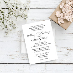 Zwei Herzen Elegant Script Hochzeitseinladung Ankündigung