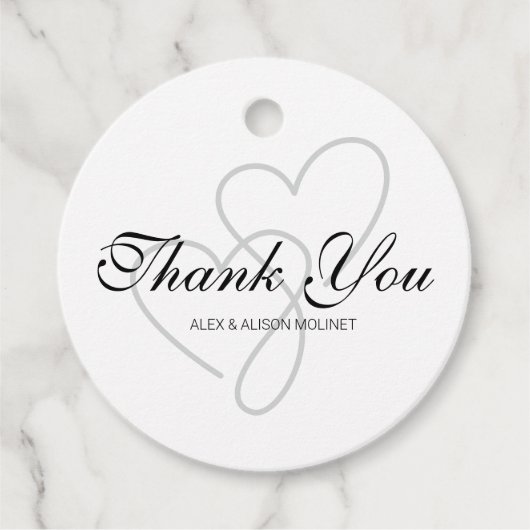 Zwei Herzen Elegante Script Hochzeit Geschenkanhänger (Vorderseite)