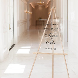 Zwei Herzen Elegantes Skript Hochzeit Begrüßungsze Acrylschild