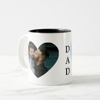 Zwei-Herzen-Foto-Vater-Tassen Zweifarbige Tasse
