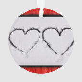 Zwei Herzen frisches weißes Schneerot Wellblech Ornament (Rückseite)