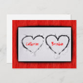 Zwei Herzen frisches weißes Schneerot Wellblech Postkarte (Vorne/Hinten)