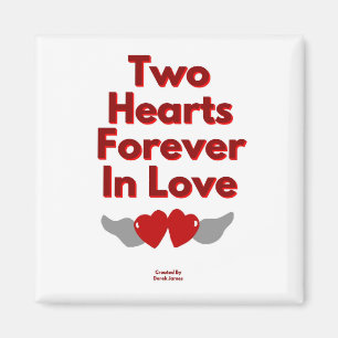 Zwei Herzen für immer in Liebe 2 Inch Square Magne Magnet
