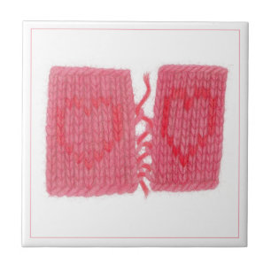 ZWEI HERZEN GESTRICKT 4,25" Keramikfliese