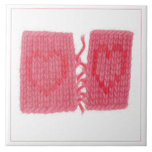 ZWEI HERZEN GESTRICKT 6" Keramikfliese 