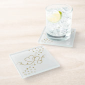 Zwei Herzen Glasuntersetzer (Schrägansicht)