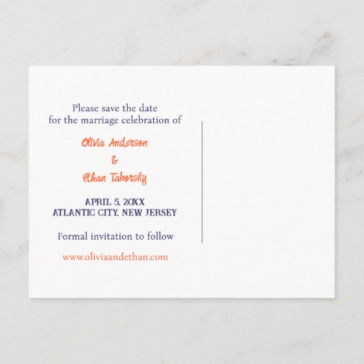 Zwei Herzen Hinterhof Hochzeit speichern das Datum Ankündigungspostkarte (Rückseite)