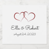 Zwei Herzen Hochzeit / Jubiläum Champagner-Labels Schaumweinetikett (Einzelnes Label)